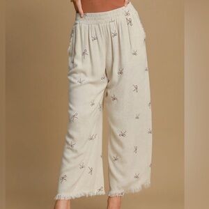 Umgee Linen Boho Pants with Bows